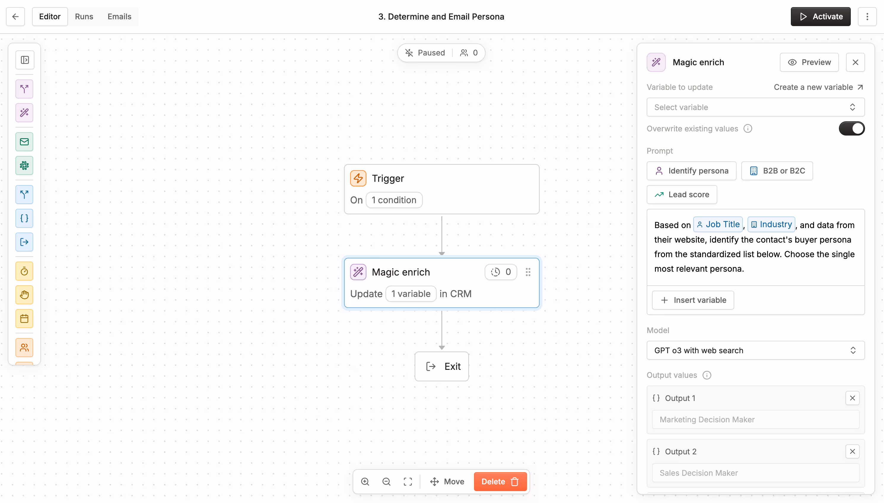 image showing the workflow builder within the conversion app
