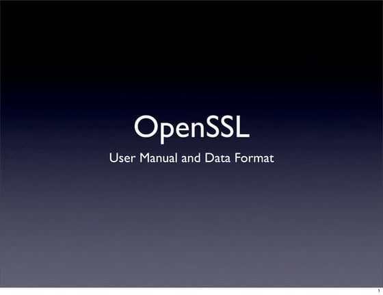 OpenSSL User Manual and Data Format
