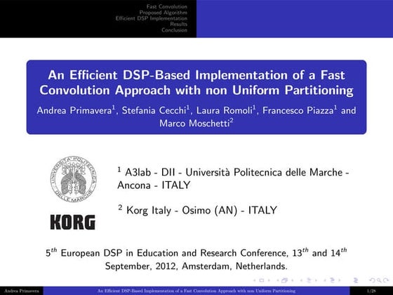 An Efficient DSP Based Implementation of a Fast Convolution Approach with non...