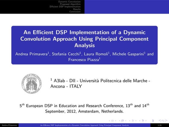 An Efficient DSP Implementation of a Dynamic Convolution Using Principal Comp...