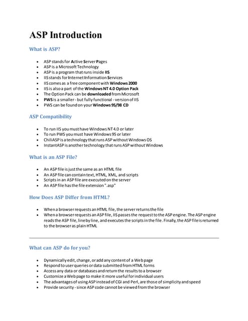 Asp introduction