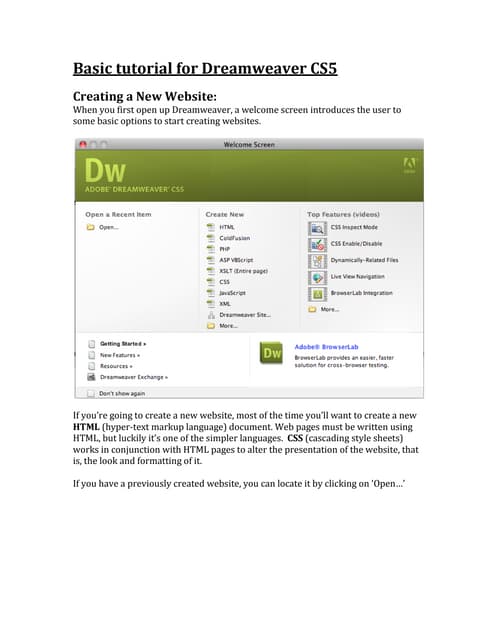 Basic tutorial dreamweaver_cs5