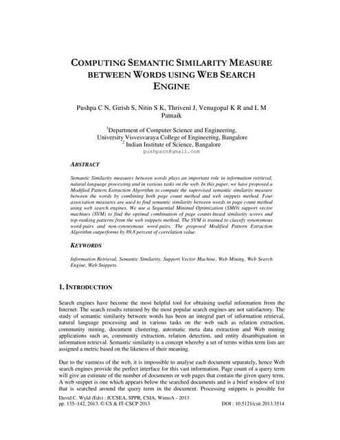 Computing semantic similarity measure between words using web search engine
