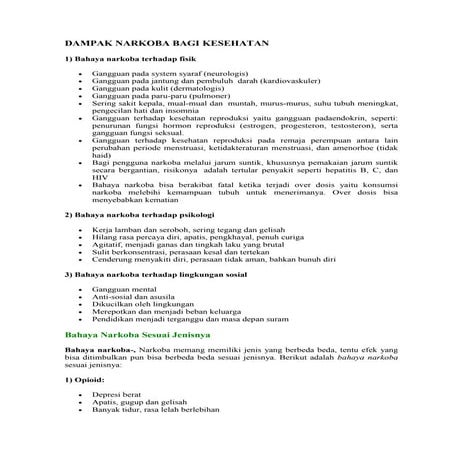 Dampak narkoba bagi kesehatan