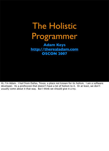 The Holistic Programmer