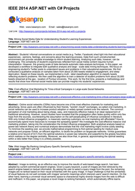 IEEE 2014 ASP.NET with C# Projects