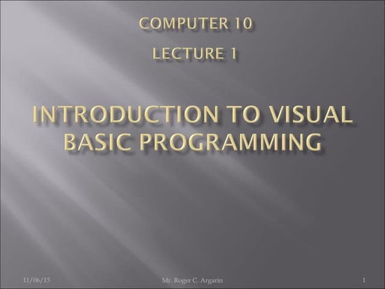Introduction to visual basic programming