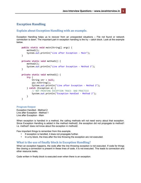 Java exception handling