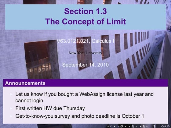 Lesson 3: Limits (Section 21 slides)