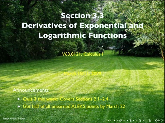 Lesson 16: Derivatives of Exponential and Logarithmic Functions