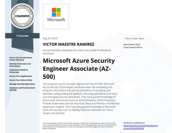 Microsoft Azure Security Engineer Associate (AZ-500) Professional Certificate
