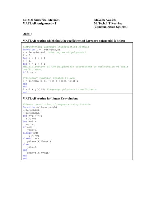 Numerical methods generating polynomial