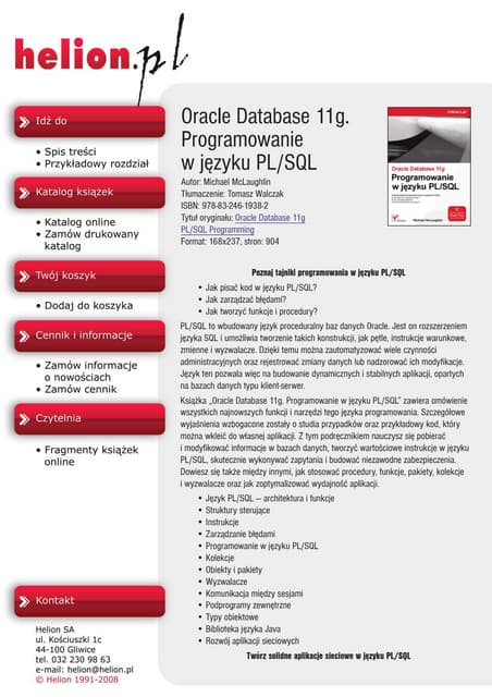 Oracle Database 11g. Programowanie w języku PL/SQL