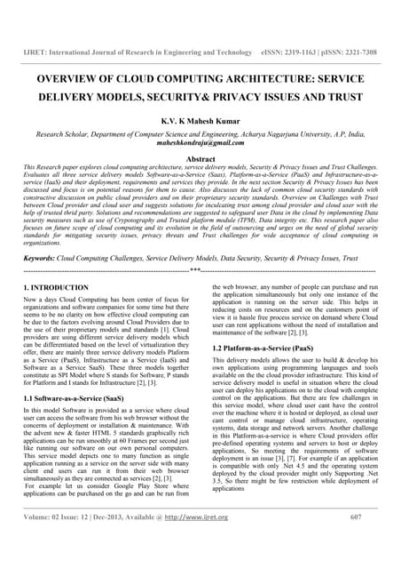 Overview of cloud computing architecture service