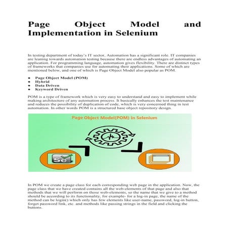 Page Object Model and Implementation in Selenium  