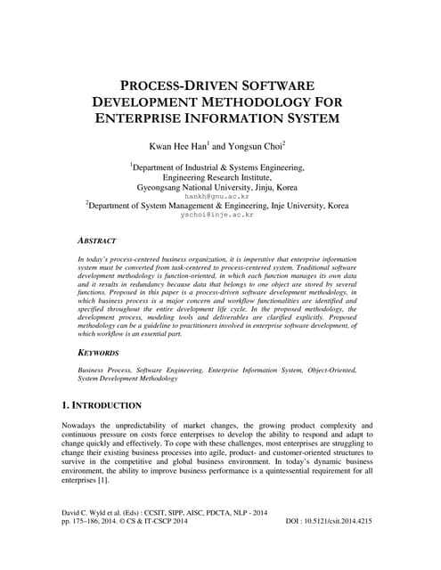 Process driven software development methodology for enterprise information sy...