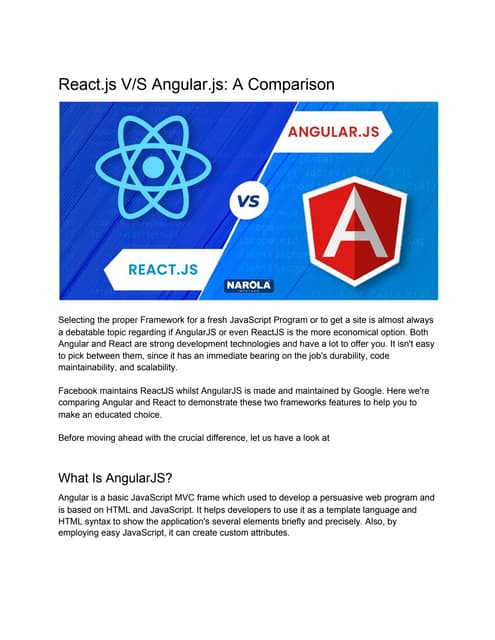 React.js vs angular.js a comparison