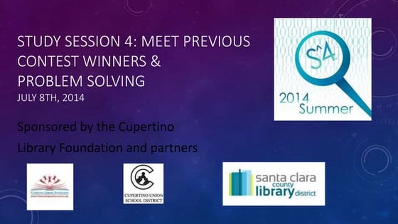 S^4-Super Summer Science Search™ Contest Study Session #4: Meet Previous Contest Winners and Problem Solving