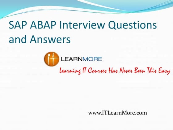 SAP ABAP Interview questions