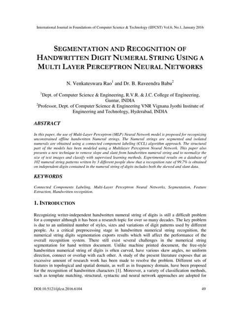 Segmentation and recognition of handwritten digit numeral string using a mult...