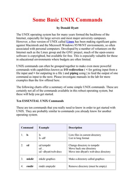 Some basic unix commands