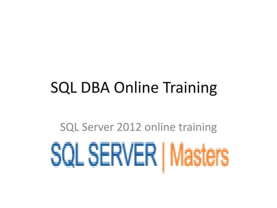Sql server 2012 dba online training