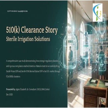 Sterile Irrigation Solution FDA 510(k) Clearance – Complete Submission Case S...