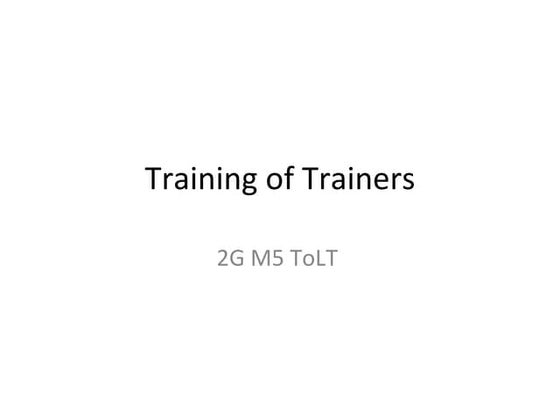 Training of trainers