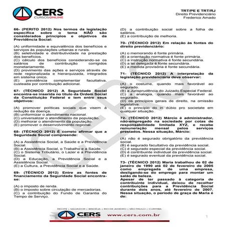 Trt   previdenciário - questões complementares