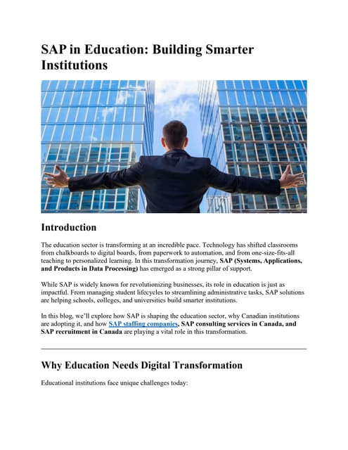 SAP in Education: Building Smarter Institutions
