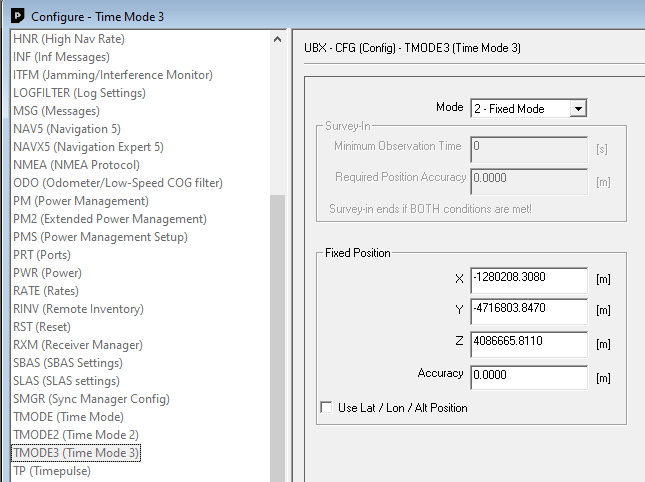 Setting ECEF coordinates in u-center