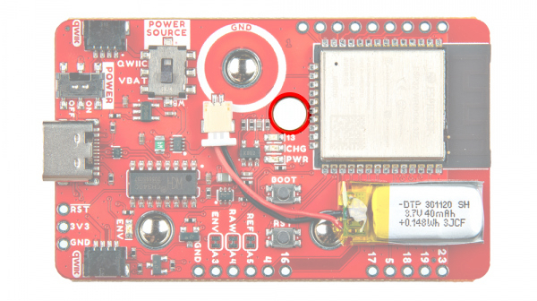 Through Hole to Adjust MyoWare Potentiometer