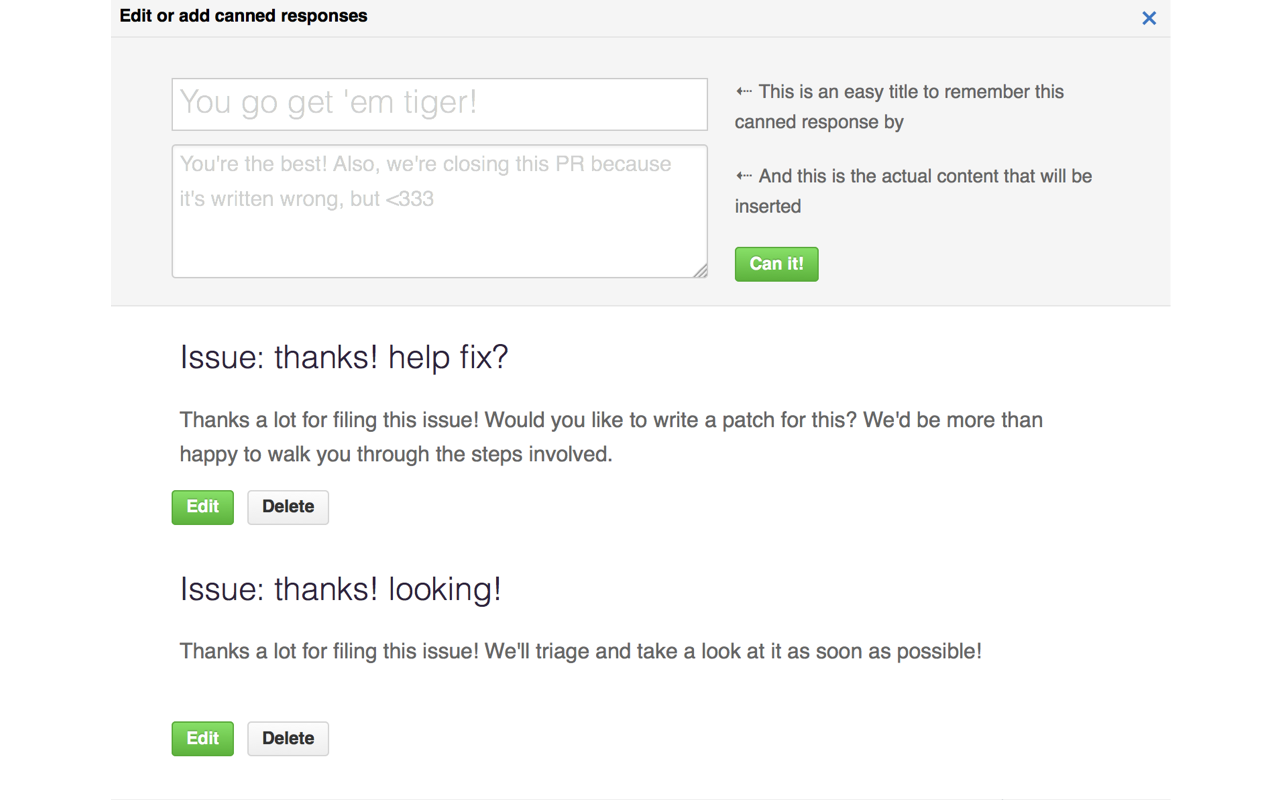 screenshot of the answer editing page