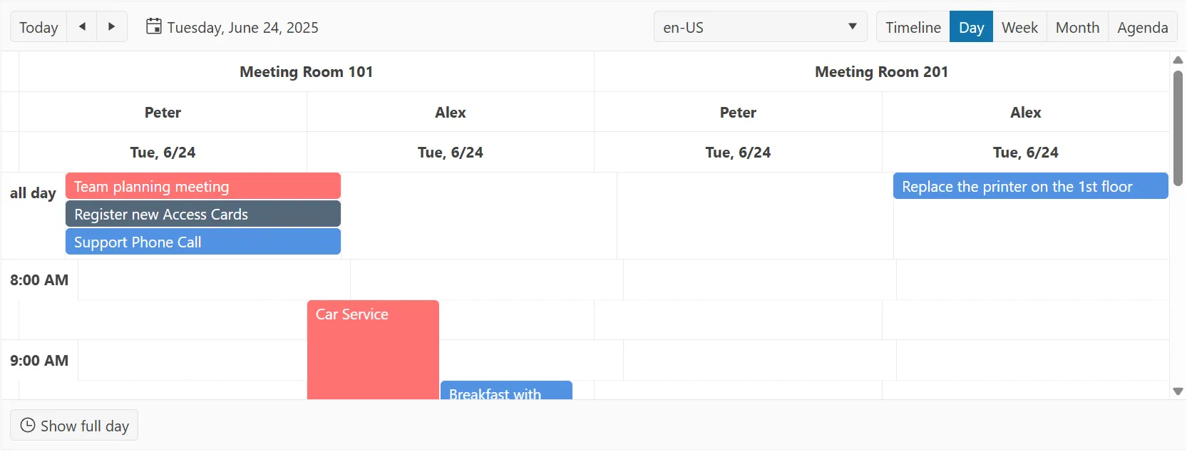 scheduler component screenshot