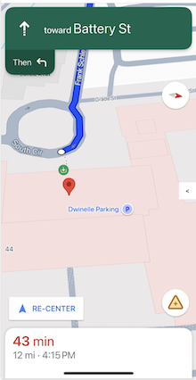 醒目顯示目的地和入口。