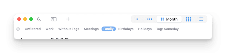 BusyCal for Mac smart filter switcher