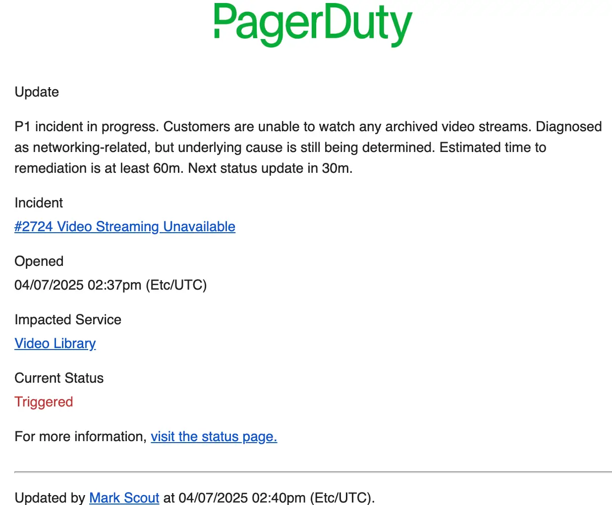 Email Status Update An image of an Email Status Update