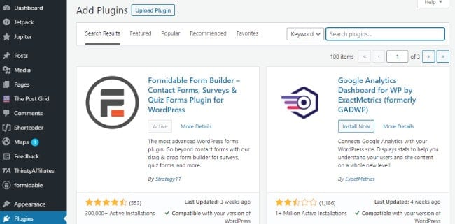 Install Formidable Forms plugins