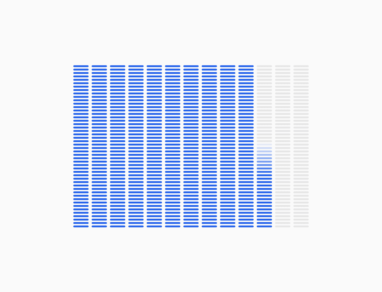 A series of blue horizontal bars forming a grid pattern represents high-performance processing capabilities, with a portion of lighter-colored bars suggesting a gradual transition typical of enterprise-grade infrastructure.