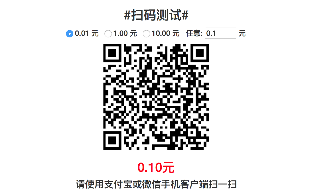 XxPay支付体验 体验XxPay支付流程,手机扫一扫可体验
