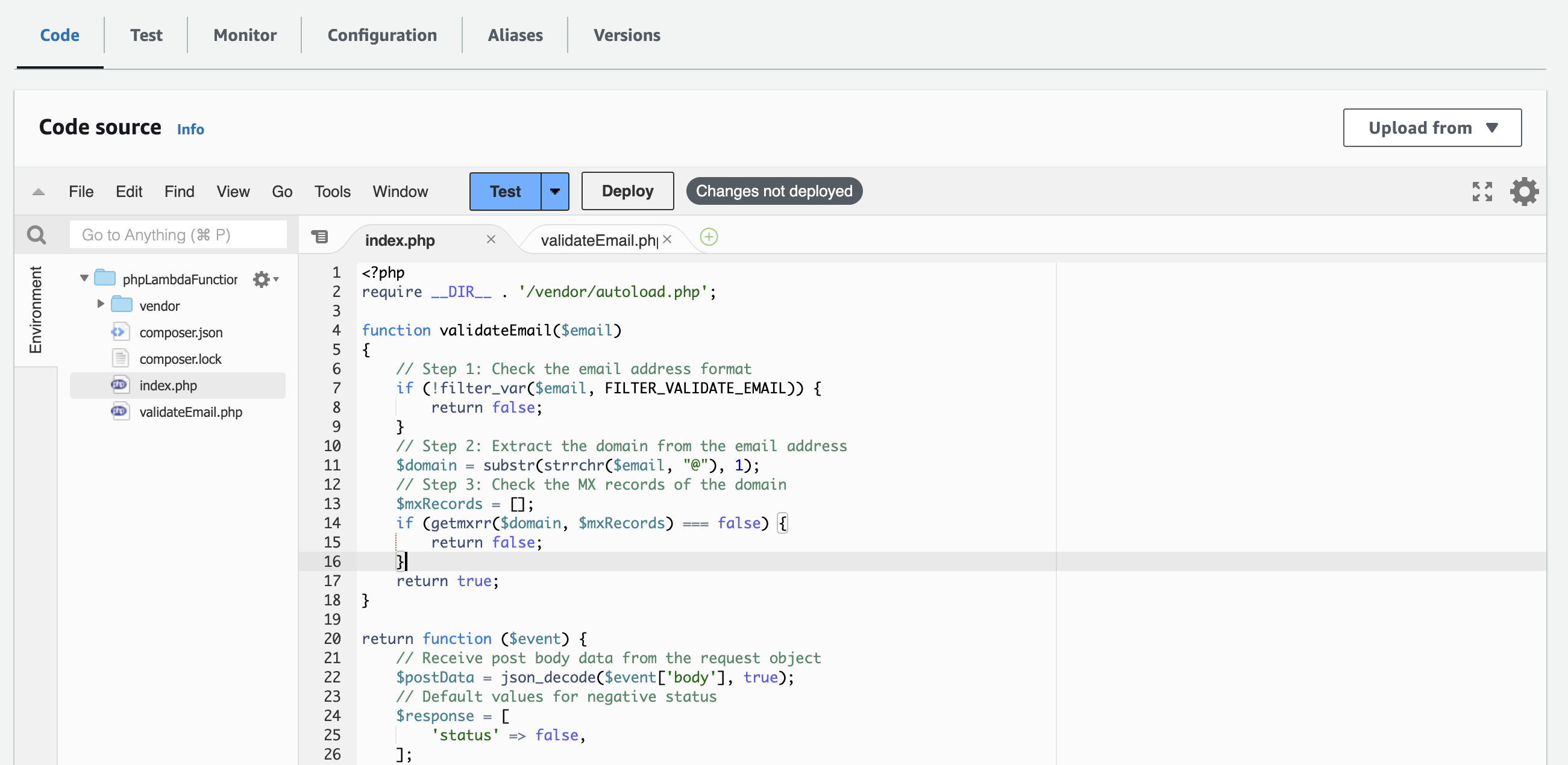 PHP Lambda Function