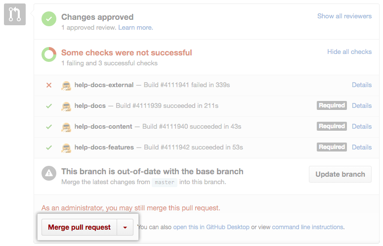 管理员合并受保护分支