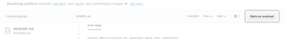 Klicke die Schaltfläche „Mark as resolved“ (Als behoben markieren)