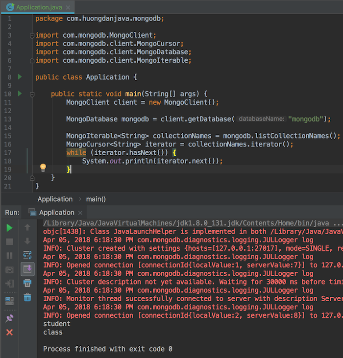 Manipulate with MongoDB in Java application