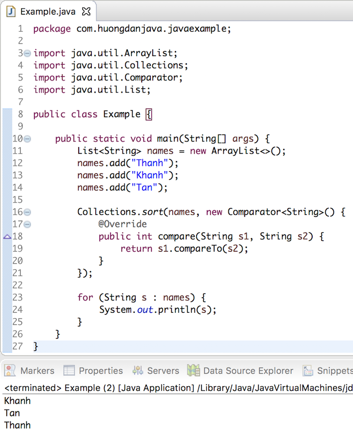 Sử dụng Lambda Expression để sort một List trong Java