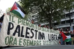 Пропалестинская акция в Турине, 11 октября 2025 год
