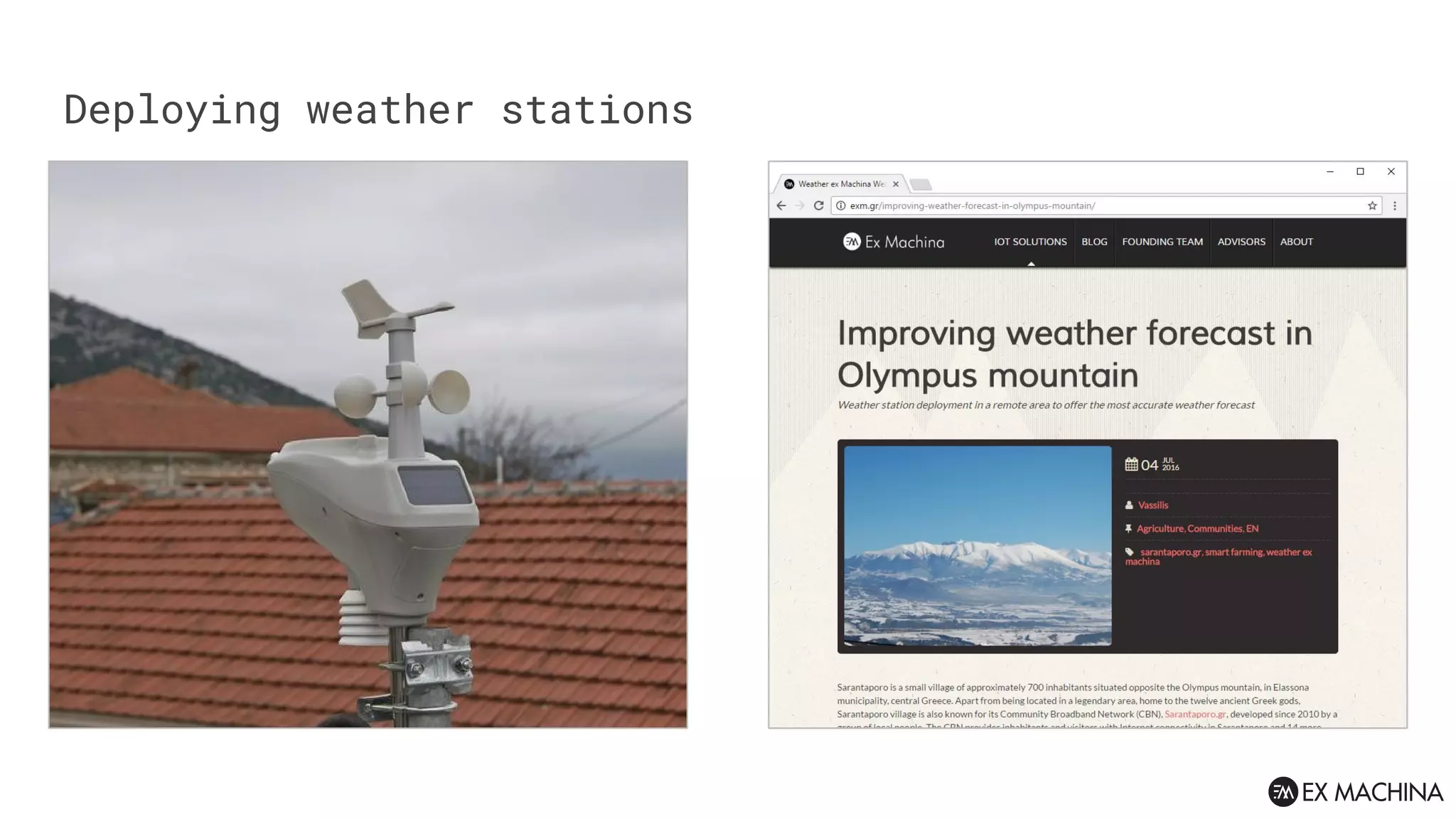 Deploying weather stations
 
