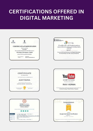 VISHAL NIMESH
CERTIFICATIONS OFFERED IN
DIGITAL MARKETING
 