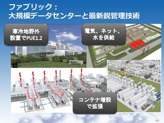ファブリック：
大規模データセンターと最新鋭管理技術




                     49
 