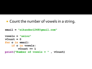  Count the number of vowels in a string.
 